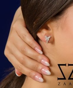 گوشواره نقره حلقه ای پروانه