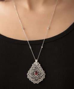 گردنبند نقره طرح جواهر
