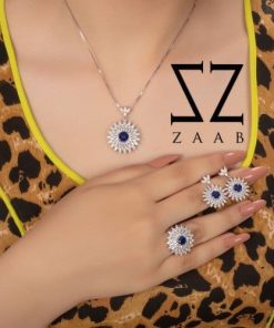 نیمست نقره طرح ياقوت كبود