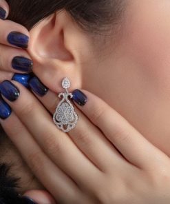 گوشواره نقره طرح جواهر