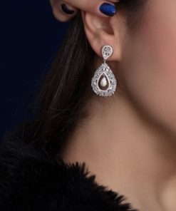 گوشواره نقره طرح جواهر