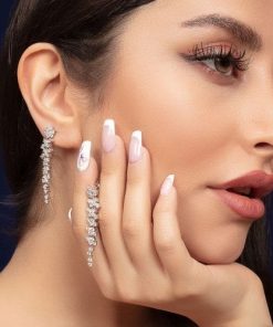 گوشواره نقره طرح جواهر