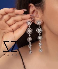 گوشواره بلند نقره طرح گل