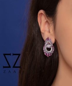 گوشواره نقره نگین رنگی