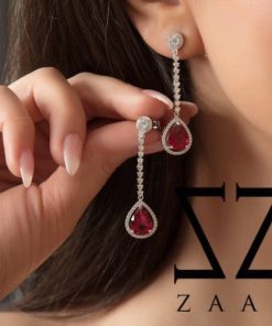 گوشواره طرح یاقوت قرمز