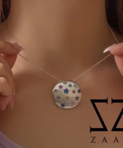 گردنبند نقره ستاره رنگی