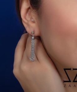 گوشواره نقره باآویز زنجیری