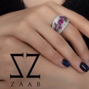 انگشتر نقره طرح جواهر