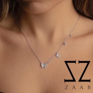 گردنبند نقره طرح جواهر