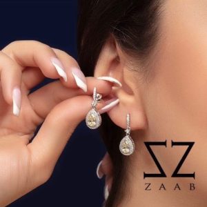 گوشواره نقره طرح جواهر