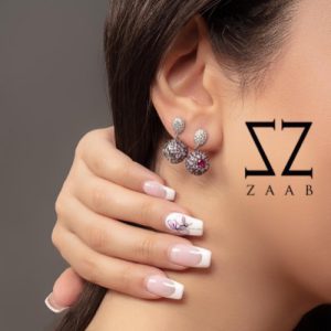 گوشواره نقره طرح جواهر