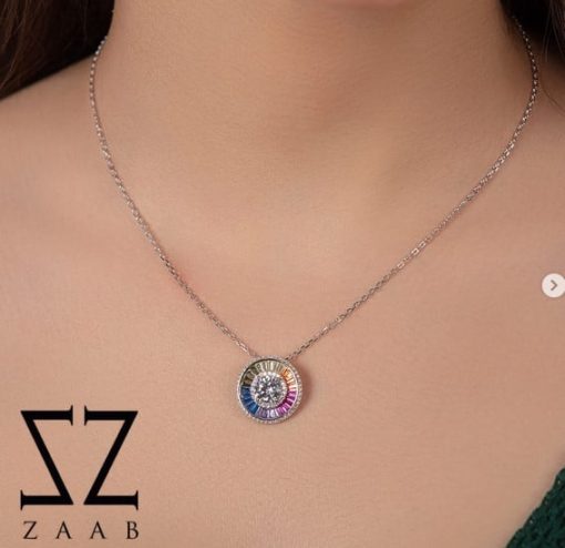گردنبندنقره بانگینهای رنگی