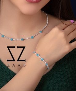 نیمست نقره شکوفه طرح فیروزه