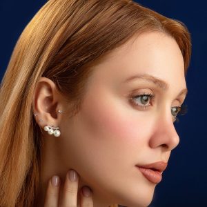 گوشواره نقره با طرح جواهر