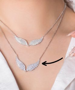 گردنبند نقره بال فرشته بسته طرح جواهر