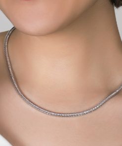 گردنبند نقره تنیسی نگین پرنس