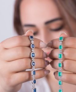 دستبند نقره طرح جواهر نگین رنگی