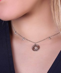 گردنبند نقره آویز دایره طرح تراش خورده