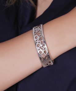 دستبند نقره کم نگین