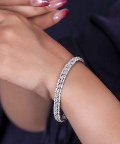 دستبند نقره طرح جواهر