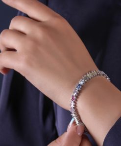 دستبند زیگزاگی نگین آب نباتی