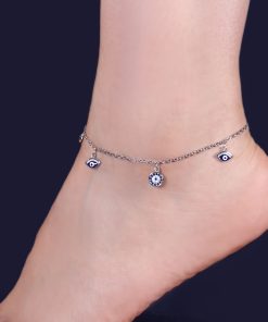 پابند نقره آویزدار چشم نظر