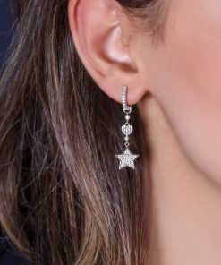 گوشواره حلقه ای با آویز قلب و ستاره