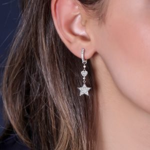 گوشواره حلقه ای با آویز قلب و ستاره