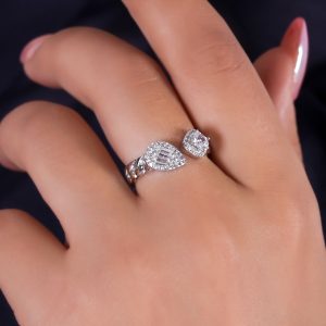 حلقه نگین اشکی وامرالد فری سایز