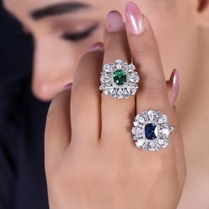 انگشتر نگین رنگی دور اشکی