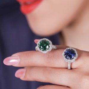 انگشتر نگین گرد رنگی