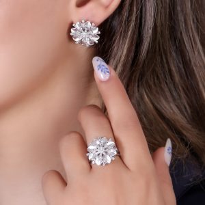 نیمست گل داوودی باگوشواره کلیپسی