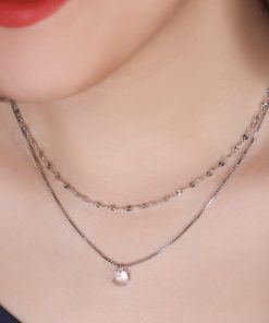 گردنبند دولاین با آویز کریستال