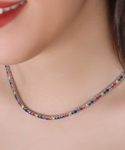 گردنبند تنیسی نگین رنگی