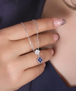 گردنبند ونکلیف نگیندار آبی و سفید