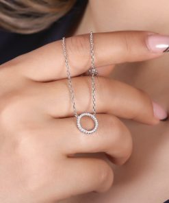 گردنبند دایره ظریف توخالی دورنگین