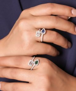 انگشتر چپ و راستی امرالدکات بانگین اشکی رنگی