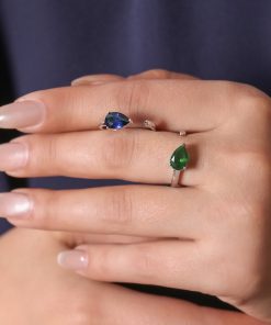 انگشتر نگین اشکی رنگی فری سایز بارکاب ساده