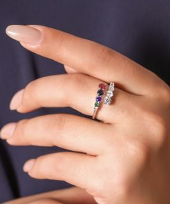 انگشتر تنیسی ضربدری نگین رنگی