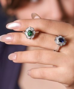 انگشتر طرح‌ گل با نگین رنگی