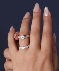 حلقه و پشت حلقه فلاور با رکاب نگین باگت