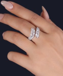 انگشتر برگ ضربدری نگین باگت