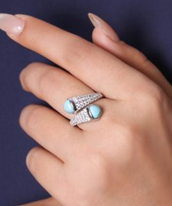 انگشتر ضربدری بانگین طرح فیروزه