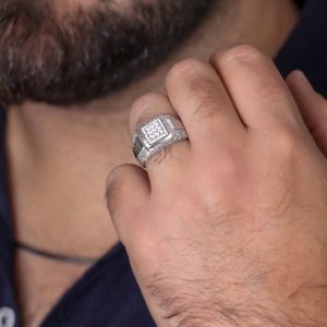 انگشتر مردانه فول نگین دورتراش