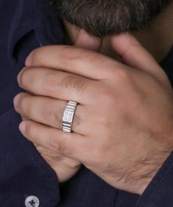 انگشتر مردانه صفحه نگیندار و رکاب تراش