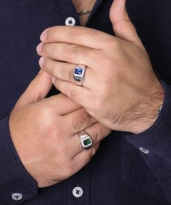 انگشتر مردانه با تک نگین رنگی