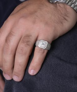 انگشتر مردانه فول نگین صفحه مربع