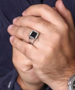 انگشتر مردانه انیکس با رکاب خطی