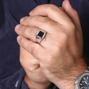 انگشتر مردانه انیکس با رکاب خطی