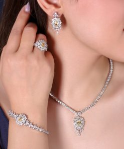 سرویس جواهری با اویز طرح سیترین زرد